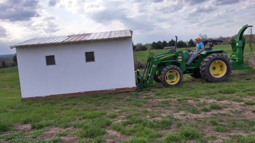 Repositioning the chicken coop with the tractor