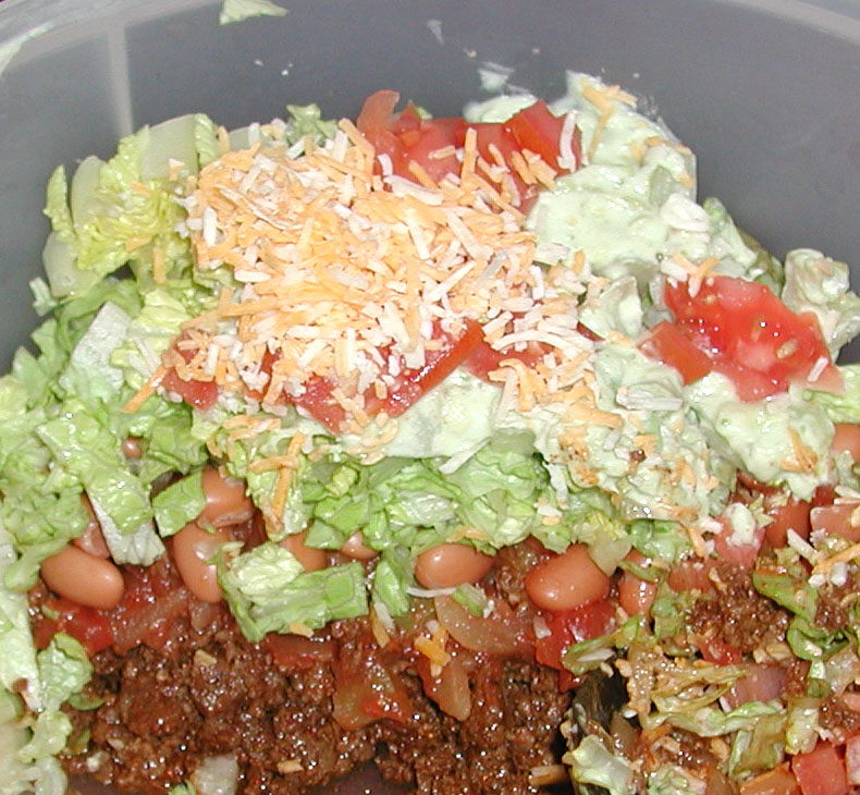 Cross-section of 7-layer taco mix